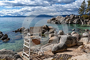 No lifeguard on duty at Sand Harbor, Lake Tahoe