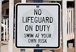 No Lifeguard on Duty Sign