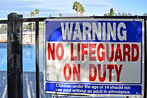 No Lifeguard On Duty Sign