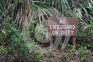 No lifeguard on duty sign