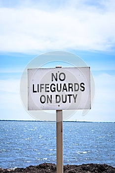 No Lifeguards on Duty Sign