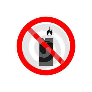 No lighter vector icon Ban fire source  for prohibited concept for your web site design, logo, app, UI. illustration