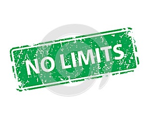 No limits stamp vector texture. Rubber cliche imprint. Web or print design element for sign, sticker, label