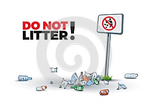 No Littering Sign and Waste photo