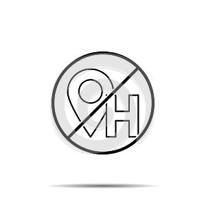 No location, hotel icon. Simple thin line, outline vector of hotel service ban, prohibition, forbiddance icons for ui and ux,