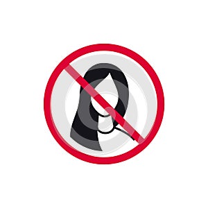 No long hair prohibited sign, forbidden modern round sticker, vector illustration