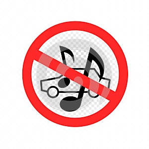 no loud music from auto car sign symbol