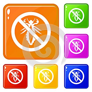 No louse sign icons set vector color