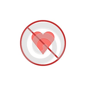 No love heart flat icon