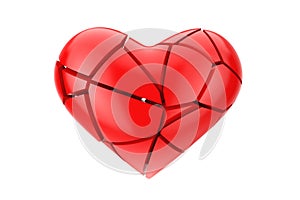 No Love Symbol. Broken Red Heart. 3d Rendering