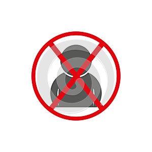 No man sign, vector art image illustration, red circle forbidden concept, solated on white background