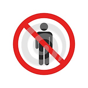 No man sign, vector art image illustration, red circle forbidden concept, solated on white background