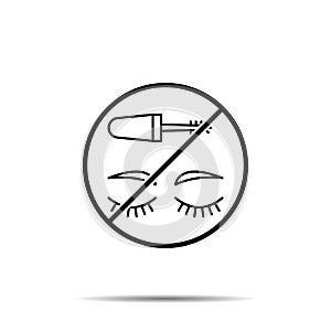 No mascara, eye icon. Simple thin line, outline vector of beauty ban, prohibition, forbiddance icons for ui and ux, website or