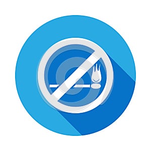 No matches and fire, prohibited sign flat icon with long shadow