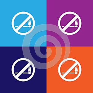 No matches and fire, prohibited sign icon