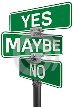 No Maybe Yes street sign decision