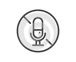 No microphone line icon. Mute mic sign. Vector