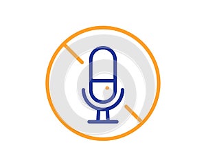 No microphone line icon. Mute mic sign. Vector