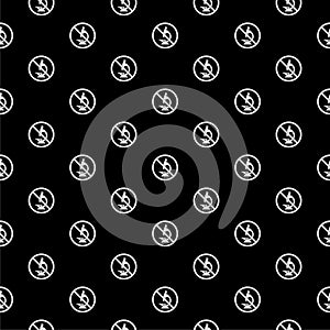 No Microscope sign pattern seamless isolated on black background