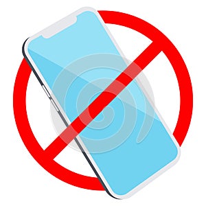 No mobile phone sign. Crossed out smartphone icon. Vector illustration.