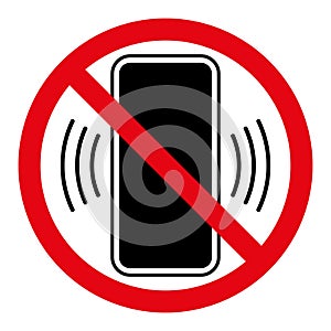 no mobile phone sign, vector red crossed out circle symbol with telephone illustration