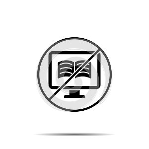 No monitor, book, online icon. Simple thin line, outline vector of online traning ban, prohibition, embargo, interdict,