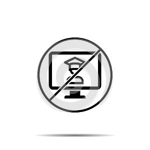 No monitor, education, online education icon. Simple thin line, outline vector of online traning ban, prohibition, embargo,