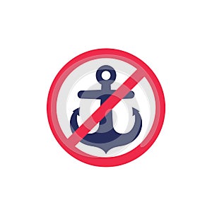 no mooring or docking sign, vector icon