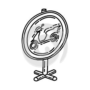 No Mopeds Icon. Doodle Hand Drawn or Outline Icon Style
