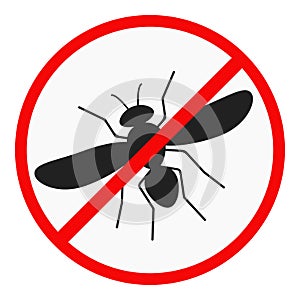 No mosquito flat design icon isolated on white background