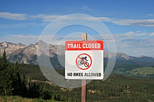 No mountain biking sign photo