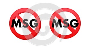 No msg sign. Msg free. Glutamate no added food package icon. Monosodium glutamate. Vector stock illustration