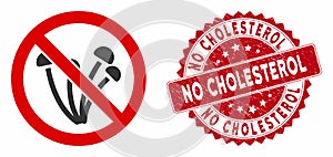 No Mushrooms Icon with Distress No Cholesterol Seal