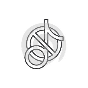 No music note icon, color, line, outline vector sign, linear style pictogram isolated on white. Symbol, logo illustration