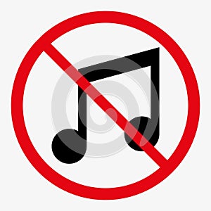 No music vector sign isolated on white background