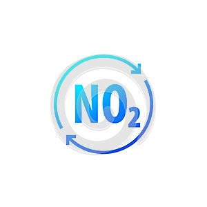 NO2, nitrogen dioxide icon with arrows