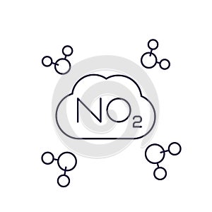 NO2, nitrogen dioxide molecule, line vector