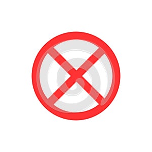 No, no entry, no sign, sign icon. Flat vector illustration. Red circle.