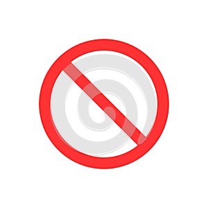 No, no entry, no sign, sign icon. Flat vector illustration. Red circle.