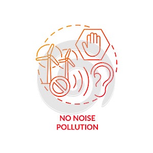 No noise pollution red gradient concept icon