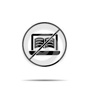 No notebook, book, online icon. Simple thin line, outline vector of online traning ban, prohibition, embargo, interdict,