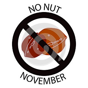 No nut november sign vector illustration isolated on white background