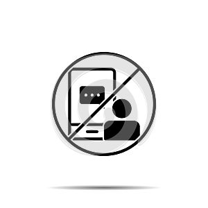 No online learning, chat, mobile, chat training icon. Simple thin line, outline vector of online traning ban, prohibition, embargo