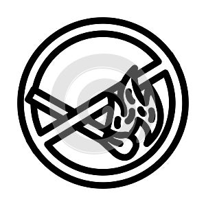 no open fire lighted match emergency line icon vector illustration