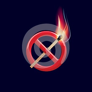 No open flame sign. No fire prohibition sign