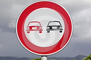 No overtaking. Road sign