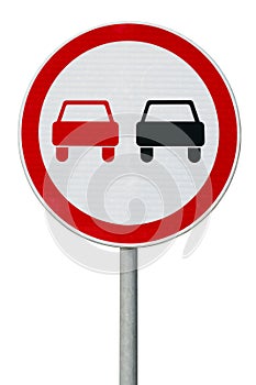 No overtaking road sign isolated on white.