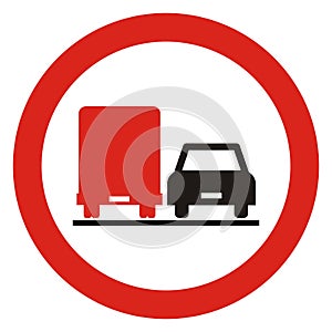 No overtaking for trucks. Road traffic sign, eps.