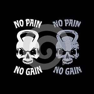 No pain no gain poster. Vector illustration. photo
