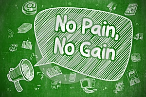 No Pain, No Gain - Cartoon Illustration on Green Chalkboard.